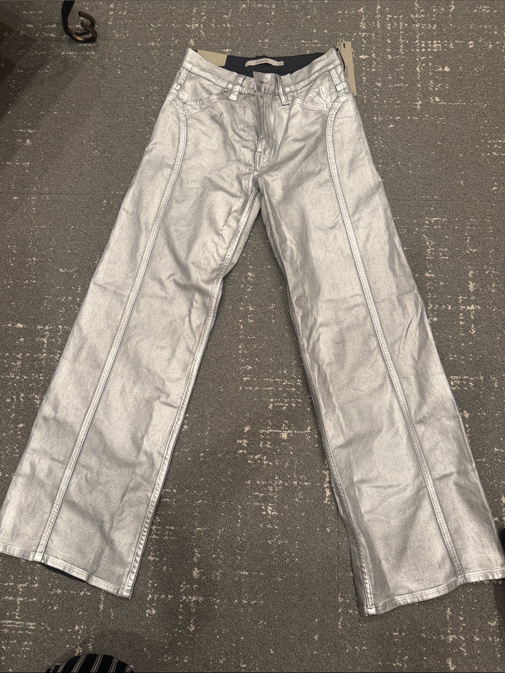 HUdsons Metallic Silver Women's Straight-Leg Jeans